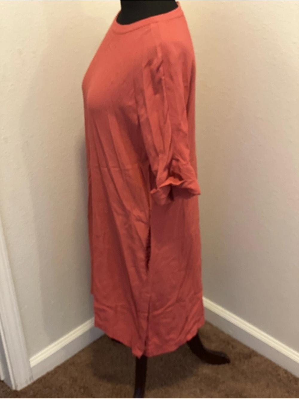 Madewell Journal Side Button Dress Pink Corral Red Rose Size Medium - Picture 4 of 9